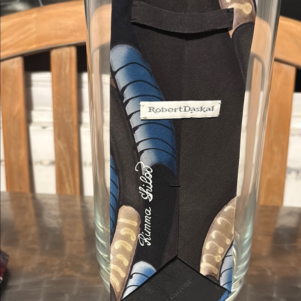 Black and Blue Feather Design Tie